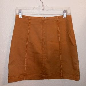 Free People Modern Femme Boho Denim Mini Skirt Tobacco Size 8